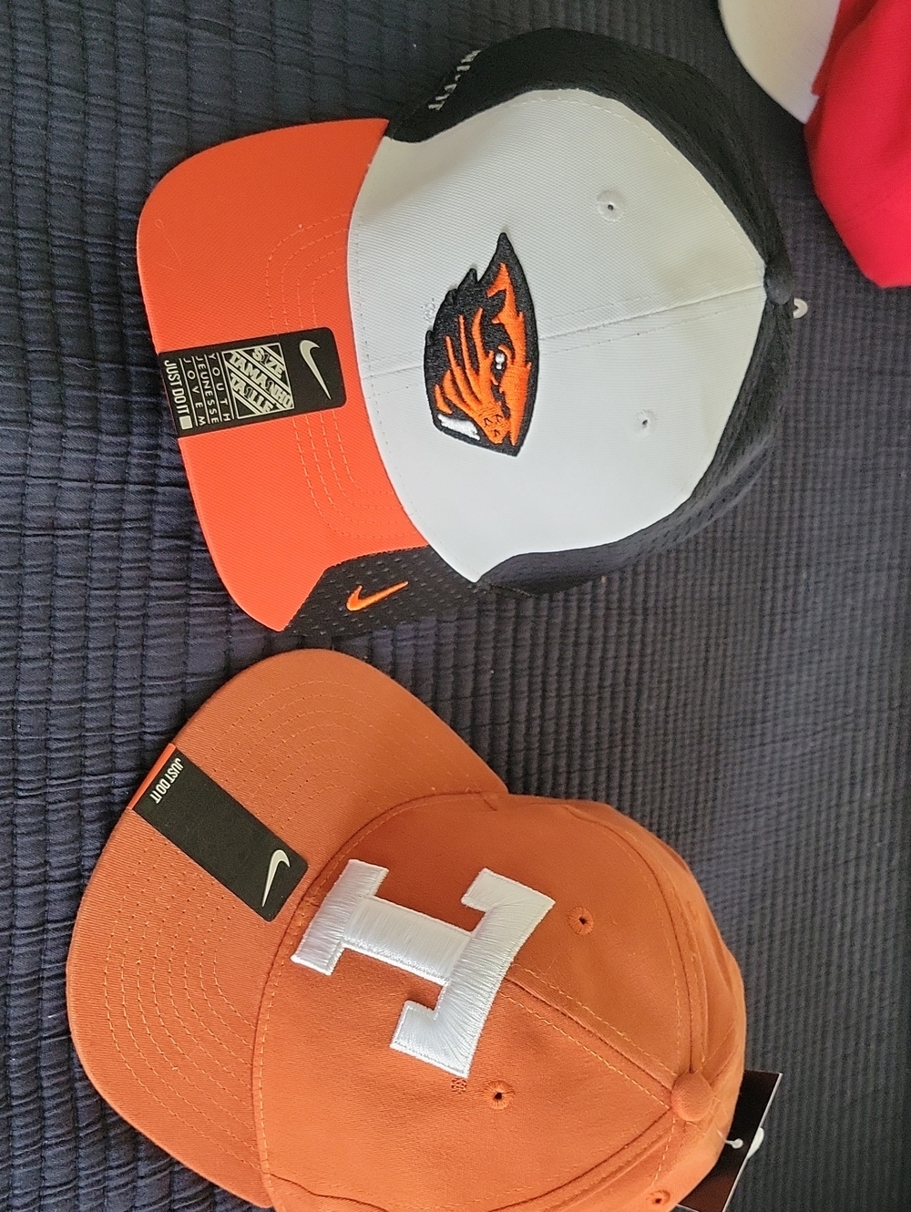 Nike Orange, White & Black Collegiate Logo Baseball Caps - 2 Pack